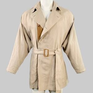 DIOR HOMME SS12 Size 34 Beige Linen Hidden Buttons Trenchcoat